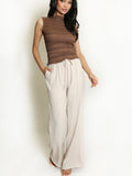 Drawstring Wide Leg Trousers