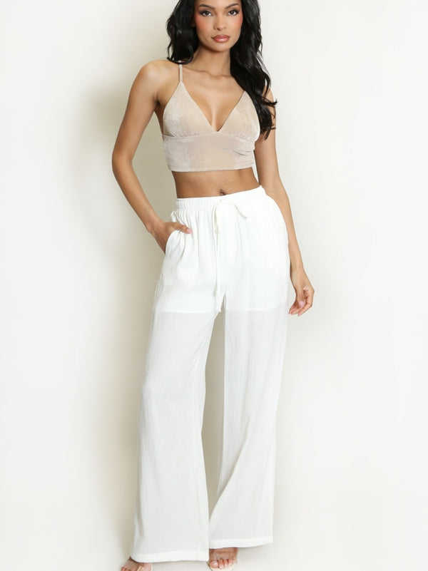 Drawstring Wide Leg Trousers