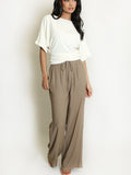 Drawstring Wide Leg Trousers