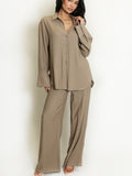 Loose Fit Shirt Blouse & Wide Leg Trouser Co-Ord Set