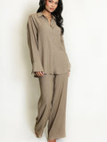 Loose Fit Shirt Blouse & Wide Leg Trouser Co-Ord Set