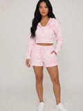 Hooded Bow Logo Zip Up Top & Shorts Co-Ord Set