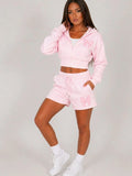 Hooded Bow Logo Zip Up Top & Shorts Co-Ord Set