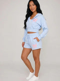 Hooded Bow Logo Zip Up Top & Shorts Co-Ord Set