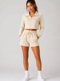 Sporty Side Stripe Detail Zip Up Top & Shorts Co-Ord Set