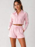 Sporty Side Stripe Detail Zip Up Top & Shorts Co-Ord Set