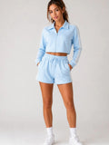 Sporty Side Stripe Detail Zip Up Top & Shorts Co-Ord Set