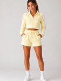 Sporty Side Stripe Detail Zip Up Top & Shorts Co-Ord Set