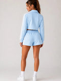 Sporty Side Stripe Detail Zip Up Top & Shorts Co-Ord Set