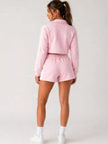 Sporty Side Stripe Detail Zip Up Top & Shorts Co-Ord Set