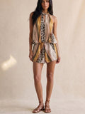 Reptile Print Chiffon Cut Out Playsuit