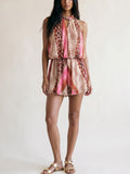 Reptile Print Chiffon Cut Out Playsuit