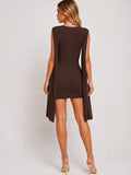 Cape Sleeve Ruched Mini Dress