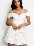 Luxe Tailored Bardot Button front Mini Dress