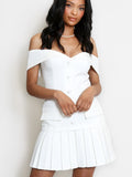Luxe Tailored Bardot Button front Mini Dress