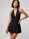 Polka Dot Slinky Halter Neck Mini Dress