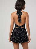 Polka Dot Slinky Halter Neck Mini Dress