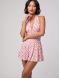 Polka Dot Slinky Halter Neck Mini Dress