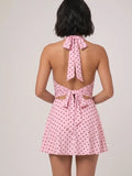 Polka Dot Slinky Halter Neck Mini Dress