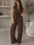 Tie Waist Top & Wide Leg Trouser Co-Ord Set