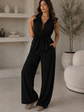 Tie Waist Top & Wide Leg Trouser Co-Ord Set
