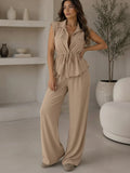Tie Waist Top & Wide Leg Trouser Co-Ord Set