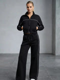 Contrast Piping Active Jacket & Trouser Co-Ord set