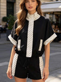 Polka Dot Half Sleeve Jacket & Shorts Co-Ord Set