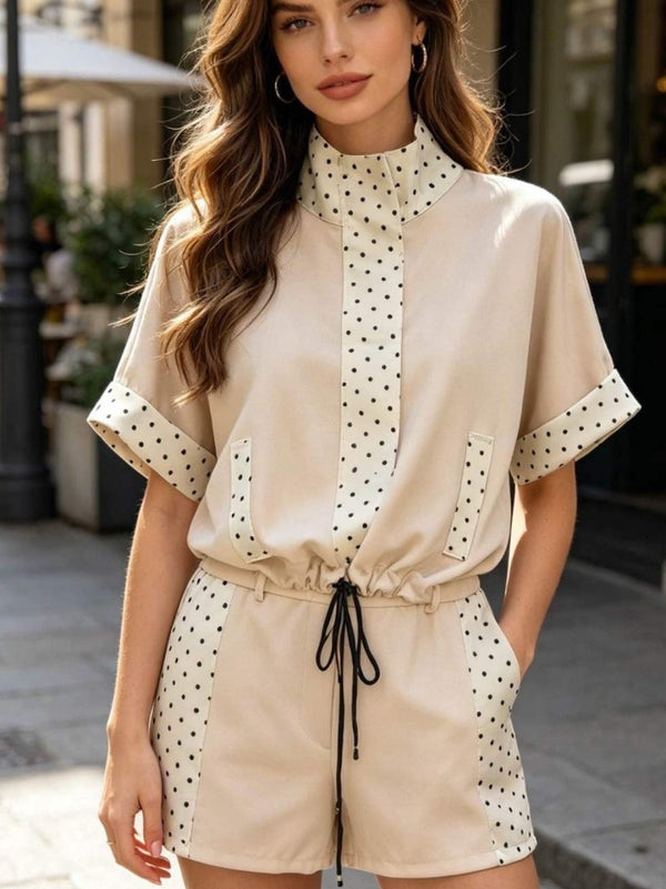 Polka Dot Half Sleeve Jacket & Shorts Co-Ord Set