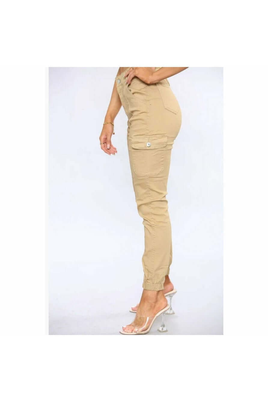 Beige Cargo Denim Jeans - Premium Trousers from justgal - Just £17.99! Shop now at justgal