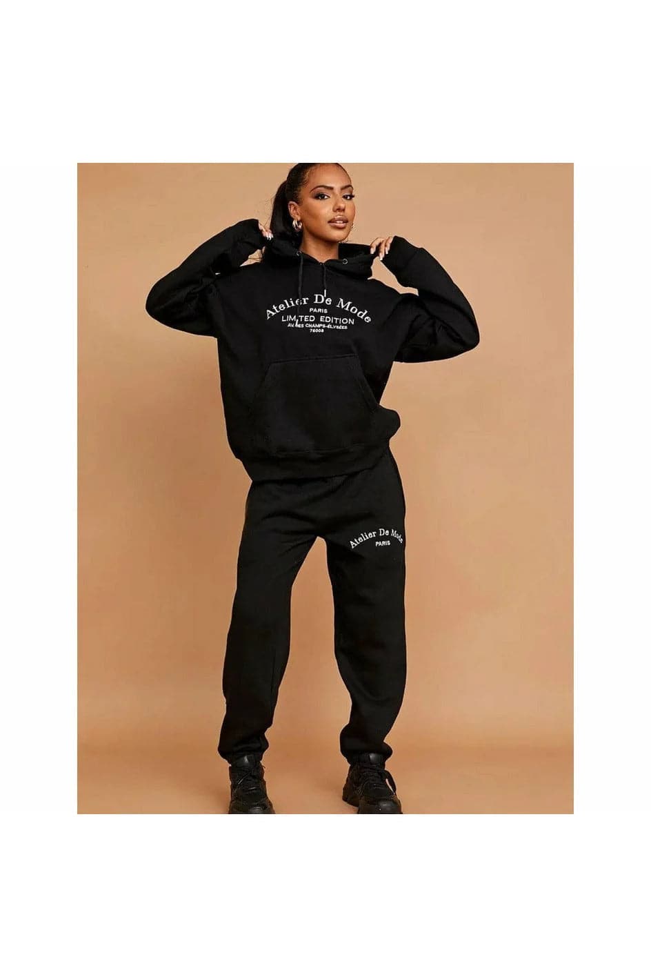 Black Embroidered Hoodie Jogger Co-ord - Premium Loungewear Sets from justgal - Just £24.99! Shop now at justgal