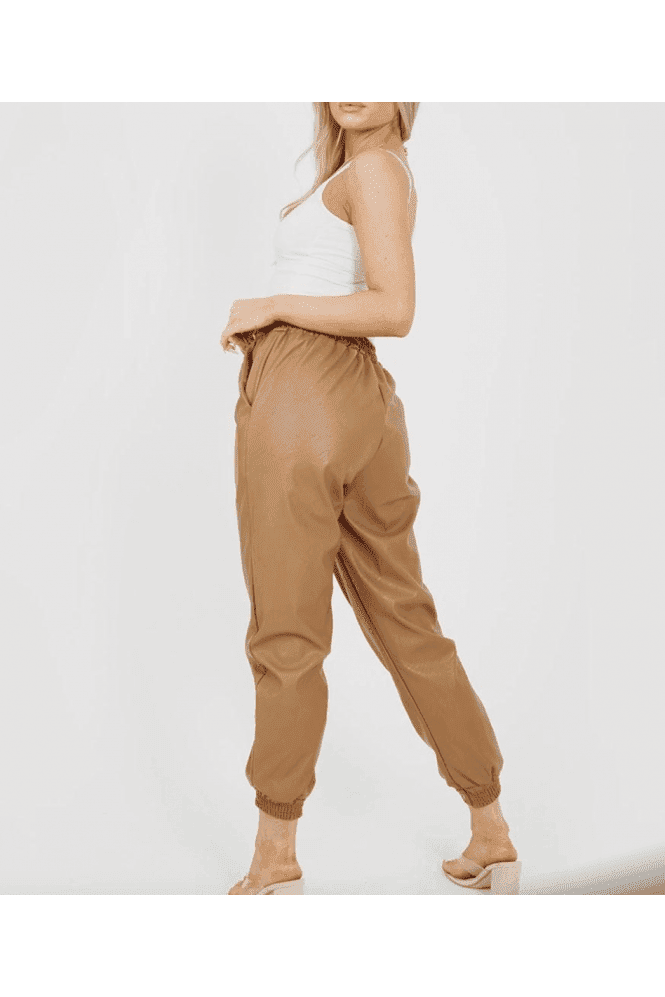 Faux Pu Leather Jogger Pants - Premium Jogger Pants from justgal - Just £16.99! Shop now at justgal