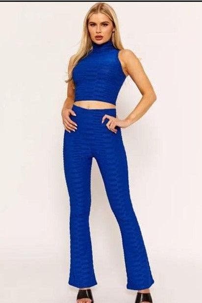 High Neck Cropped Vest Top & Flared Trouser Co-ord. - Premium Loungewear Sets from justgal - Just £28.99! Shop now at justgal