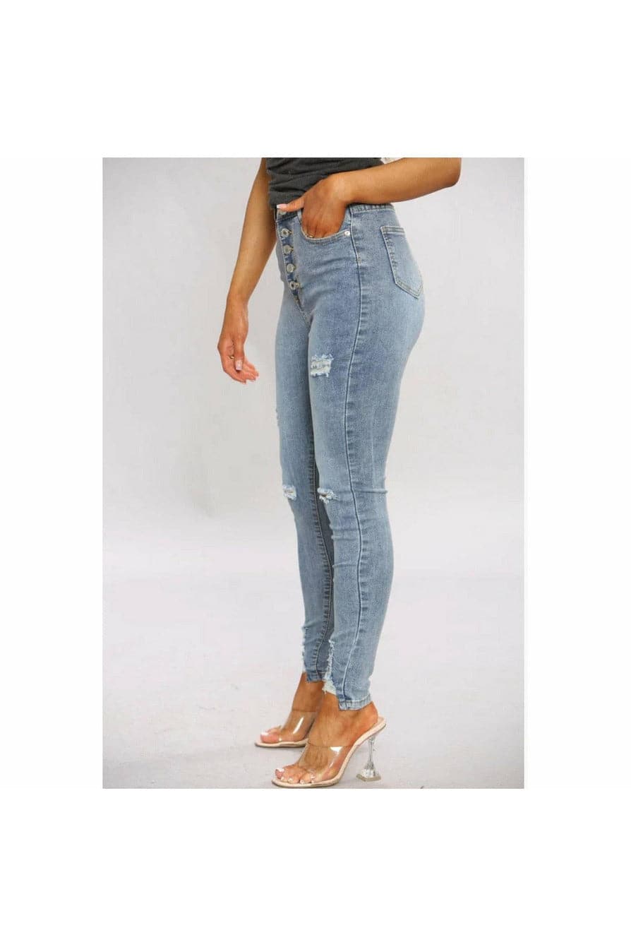 Ripped Denim Jeans - Premium  from justgal - Just £22.99! Shop now at justgal