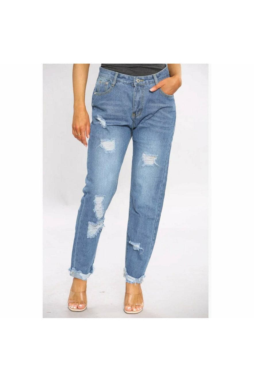 Ripped Mom Jeans - Premium  from justgal - Just £22.99! Shop now at justgal