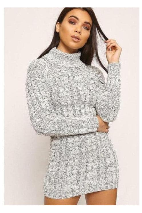 Roll Neck Knitted Jumper Dress - Premium  from justgal - Just £16.99! Shop now at justgal