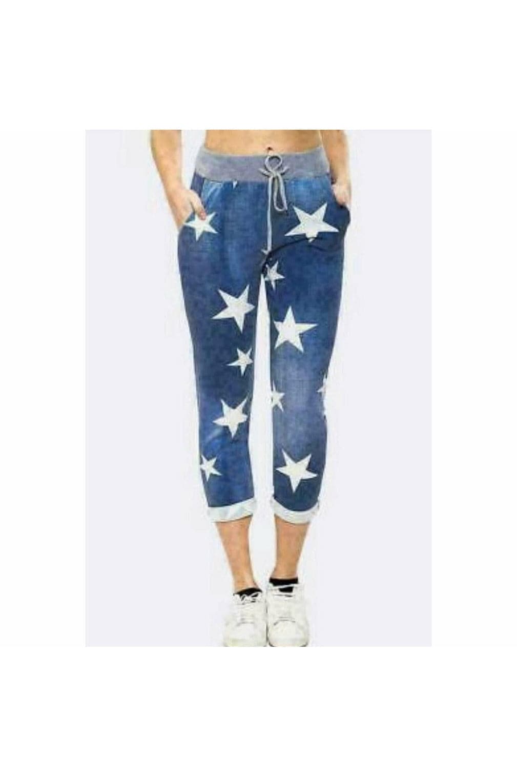 Star Print Cropped Jeans - Premium  from justgal - Just £17.99! Shop now at justgal