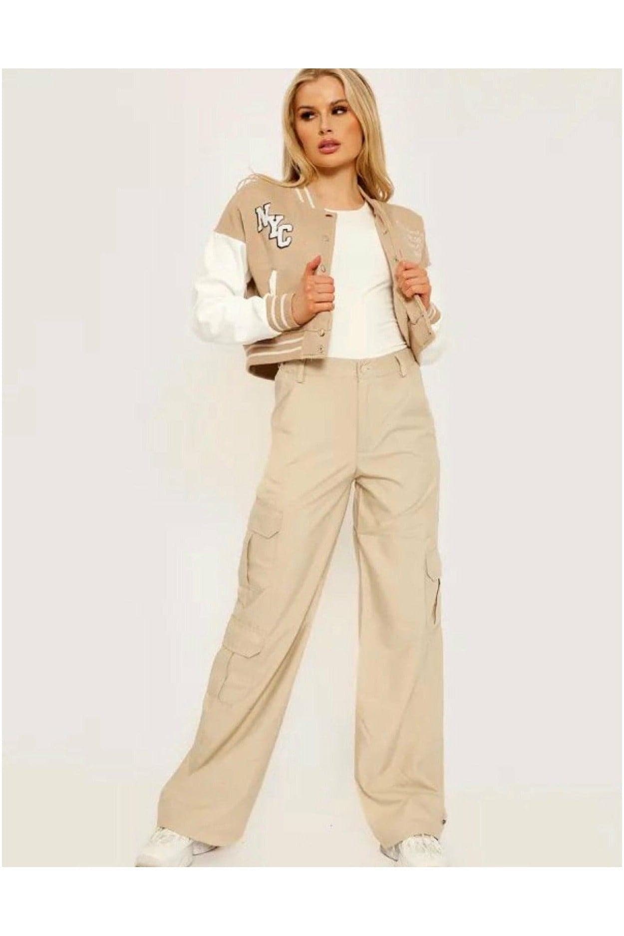 Stone Cargo Trousers - Premium  from justgal - Just £19.99! Shop now at justgal